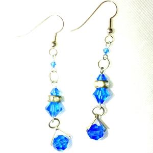Blue Swarovski in vintage Crystal dangle ea…